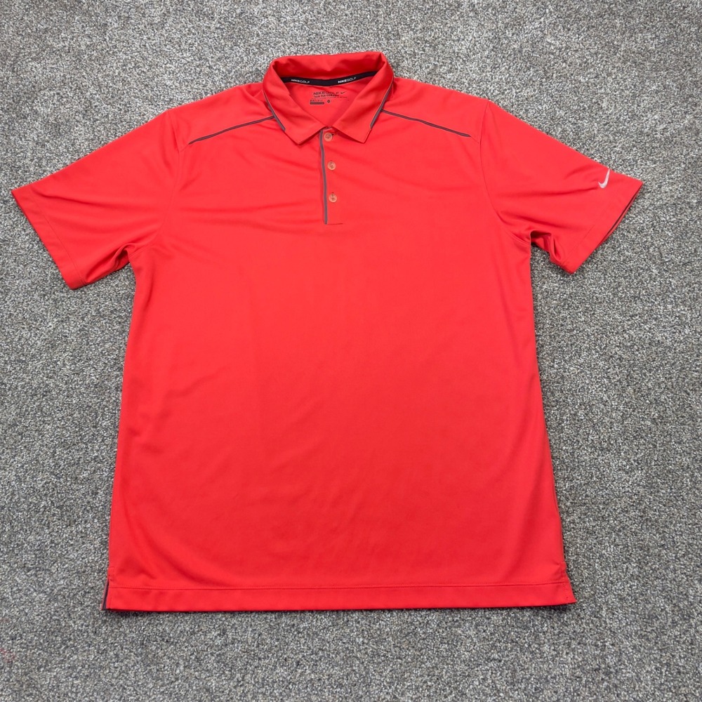 Nike Golf Tour Performance Dri-Fit‎ Polo Shirt Mens Large Red Short Sleeve Logo